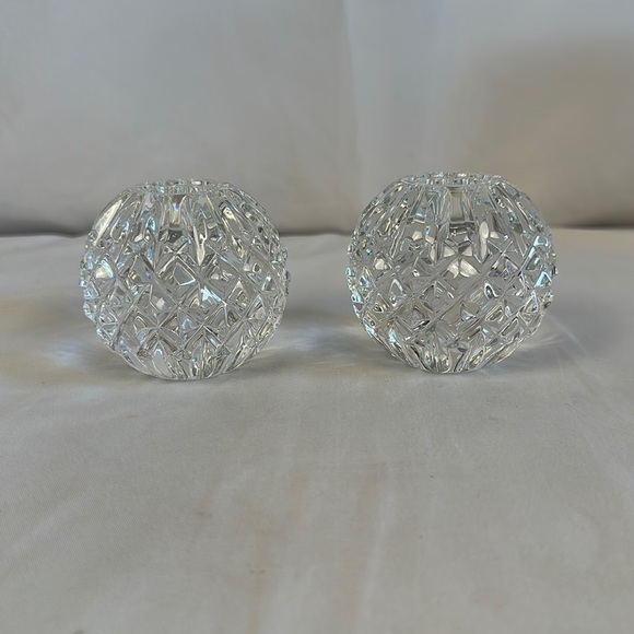 Waterford Crystal Accents Vintage Waterford Cut Crystal Ball Candle Holders Taper Candles